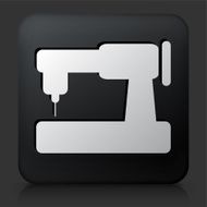 Black Square Button with Sewing Machine Icon