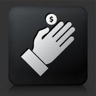 Black Square Button with Hand &amp; Coin Icon N2