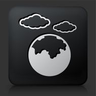 Black Square Button with Cloud &amp; Globe Icon
