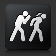 Black Square Button with Man &amp; Woman Walking Icon