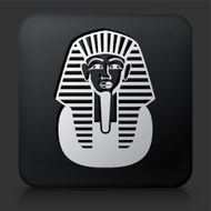 Black Square Button with Egyptian Coffin Icon