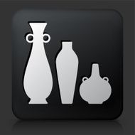 Black Square Button with Pots &amp; Vases Icon