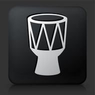 Black Square Button with Drum Icon N2