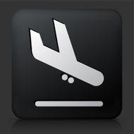 Black Square Button with Plane Arrival Icon