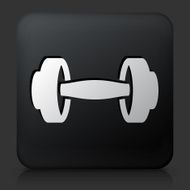 Black Square Button with Dumbbells Icon