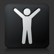 Black Square Button with Stretching Icon N2