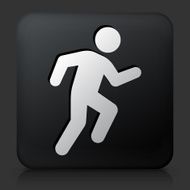 Black Square Button with Running Icon