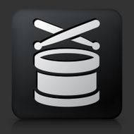 Black Square Button with Drums Icon