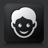 Black Square Button with Boy Icon N2