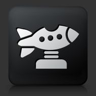 Black Square Button with Rocket Rocker Icon