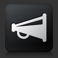 Black Square Button with Megaphone Icon