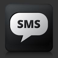 Black Square Button with Texting Chat Bubble Icon