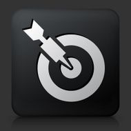 Black Square Button with Dart Target Icon