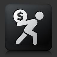 Black Square Button with Carrying Money Icon