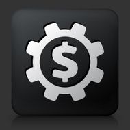 Black Square Button with Money Gear Icon