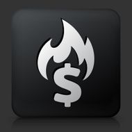 Black Square Button with Burning Money Icon