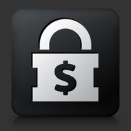 Black Square Button with Money Lock Icon