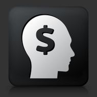 Black Square Button with Money Mind Icon