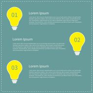 Three step business infographic with yellow light bulb Idea concept
