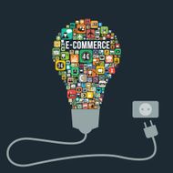 E-commerce with bulb icons design vector format