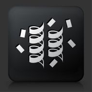 Black Square Button with Confetti