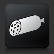 Black Square Button with Salami Stick Icon