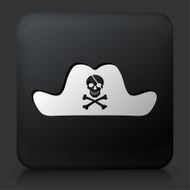 Black Square Button with Pirate Hat Icon