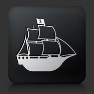 Black Square Button with Pirate Ship Icon