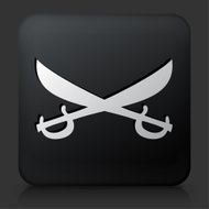 Black Square Button with Swords Icon