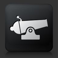 Black Square Button with Cannon Icon