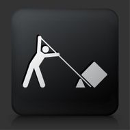 Black Square Button with Lifting Icon