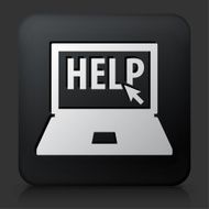 Black Square Button with Help Online Icon