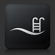 Black Square Button with Wave Pool Icon