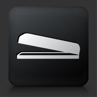 Black Square Button with Stapler Icon