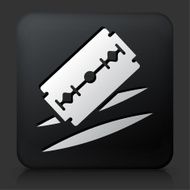 Black Square Button with Razor Cuts Icon