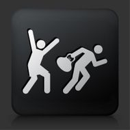 Black Square Button with Thief Icon