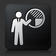 Black Square Button with Businessman and Pie Chart N2