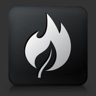 Black Square Button with Fire Icon