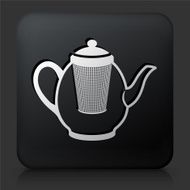 Black Square Button with Filtered Tea Pot Icon