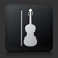 Black Square Button with Violin