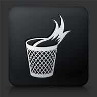 Black Square Button with Garbage Fire Icon