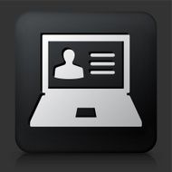 Black Square Button with Laptop and Person&#039;s Profile