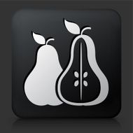 Black Square Button with Pear and Half