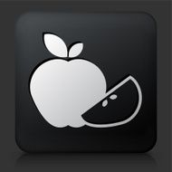 Black Square Button with Apple and Slice