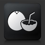 Black Square Button with Coconut Drink