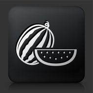 Black Square Button with Whole and Slided Watermelon