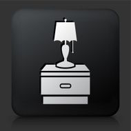 Black Square Button with Night Stand and Lamp