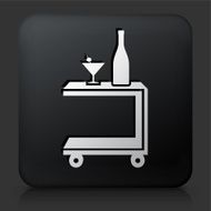 Black Square Button with Portable Table and a Drink