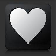 Black Square Button with Hearts Suit Card