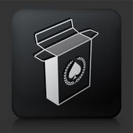 Black Square Button with Open Playing Card Box